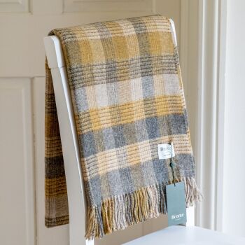 BRONTE by Patchwork Gold Throw in Supersoft Merino Lambswool