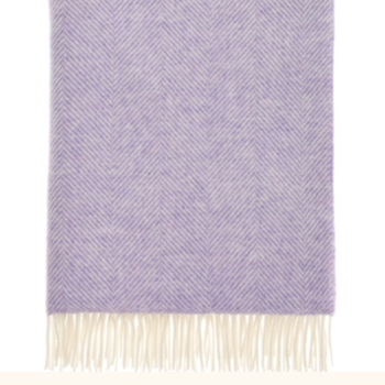 BRONTE by Moon Herringbone Blanket Throw Pure New Wool - Pale Lavender Purple