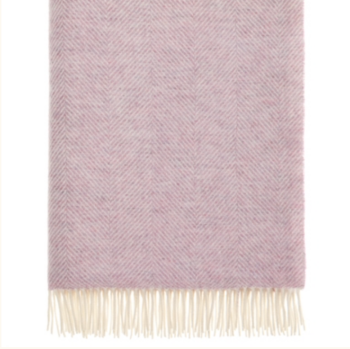 BRONTE by Moon Herringbone Blanket Throw Pure New Wool - Pale Lilac Purple