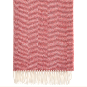 BRONTE by Moon Herringbone Blanket Throw Pure New Wool - Rich Raspberry Pink