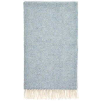 BRONTE by Moon Herringbone Throw Extra Large Blanket Duck Egg Blue Shetland Wool