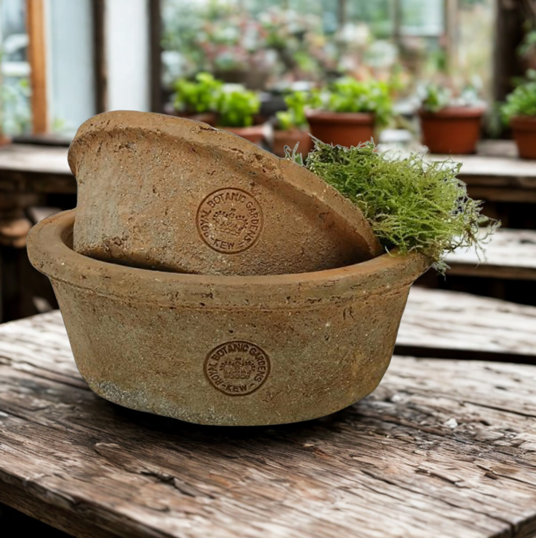 Kew Garden Rustic Antique Terracotta Dish Planters - Pair