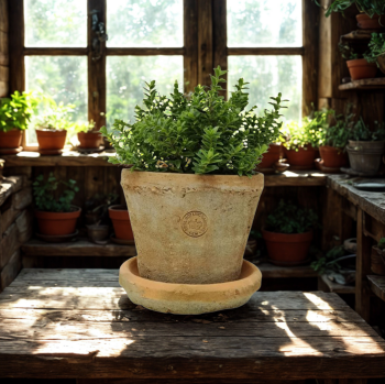Kew Garden Rustic Antique Terracotta Plant Pot with Saucer - Small