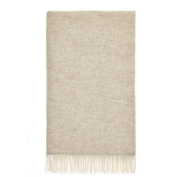BRONTE by Moon Herringbone Throw Extra Large Blanket Natural Beige Shetland Wool