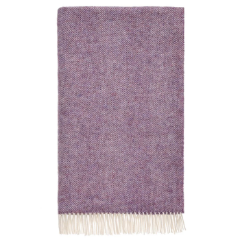BRONTE by Moon Herringbone Throw Extra Large Blanket Lavender Shetland Wool