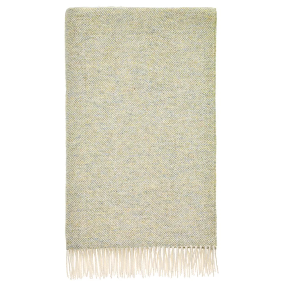 BRONTE by Moon Herringbone Throw Extra Large Blanket Light Sage Green Shetl