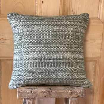 Tweedmill Pure New Wool Fair Isle Olive Green / Sage Cushion 50 x 50 cm