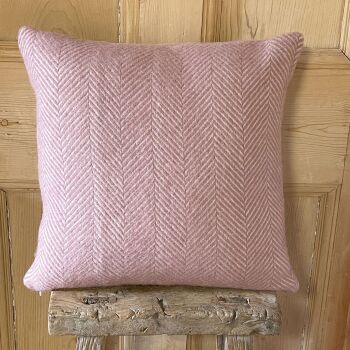 Tweedmill Pure New Wool Herringbone Dusky Pink & Pearl Cushion 50 x 50 cm