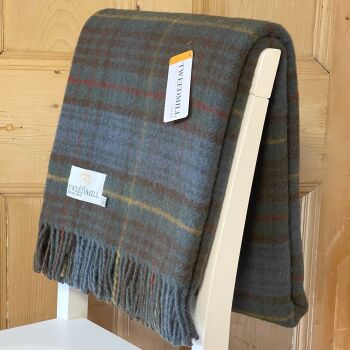 Tweedmill Antique Hunting Stewart Check Throw / Travel Rug / Blanket