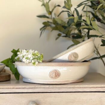 Kew Low Flower & Bulb Bowl Bone - Royal Botanic Gardens Plant  Pot - Large