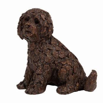 Frith Creative Bronze Labradoodle Sitting Sculpture Miniature SOLID BRONZE by Adrian Tinsley