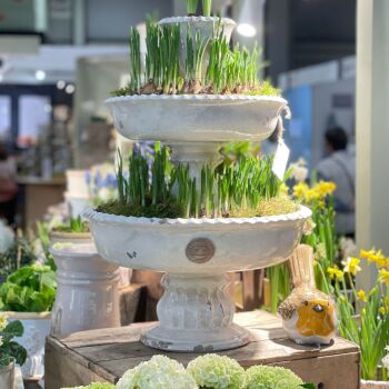 Kew Fountain Planter Three Tiered Footed Bowl - Vintage White