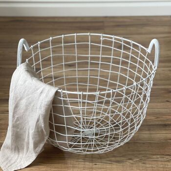 Wirework Laundry / Clothes Basket with handles - white