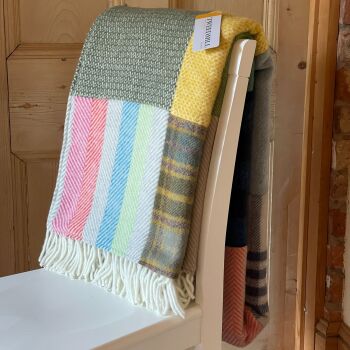 Tweedmill Patchwork Quilt Pure New Wool Throw/Blanket - Extra Large Design B