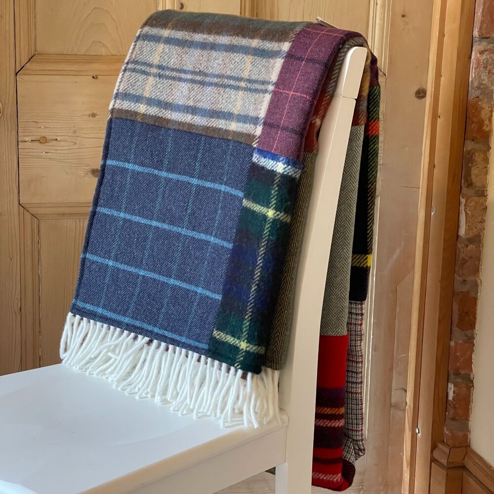 Tweedmill Patchwork Tartan Quilt Pure New Wool Throw/Blanket - Extra Large 