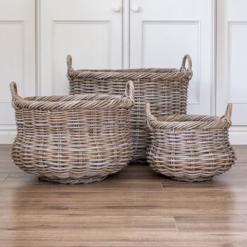 Rattan Wicker Round Shaped Storage / Laundry Basket - Natural