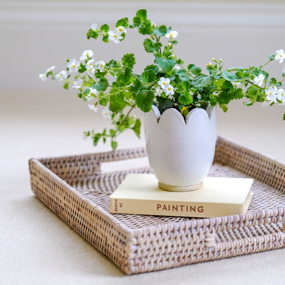 Mini Scallop Pot in Old White - Small Pottery Vase