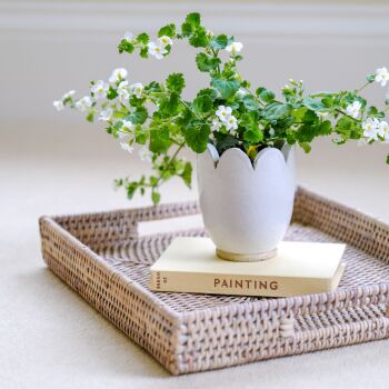Mini Scallop Pot in Old White - Small Pottery Vase