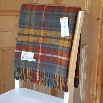 Tweedmill Tartan Antique Buchanan Knee Rug or Small Blanket Pure New Wool