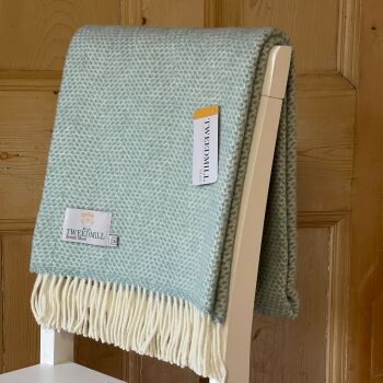 Tweedmill Ocean Green Honeycomb Knee Rug or Small Blanket Throw Pure New Wool