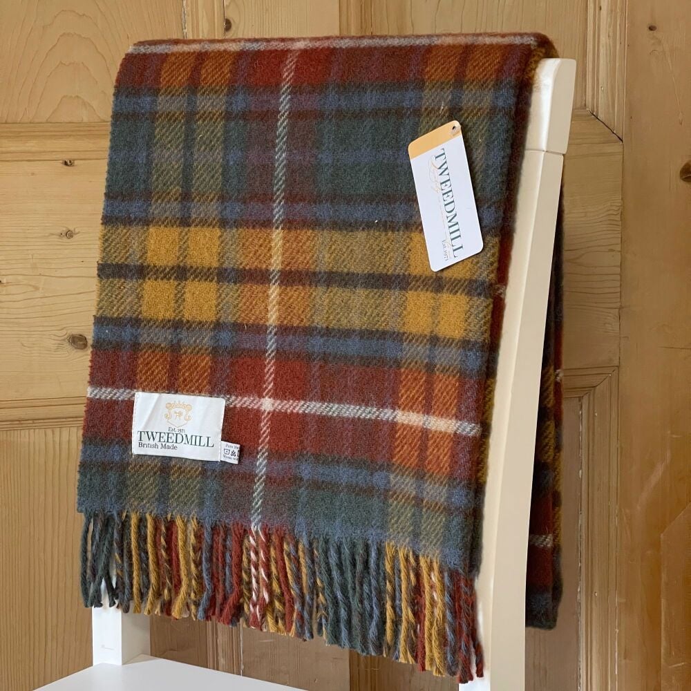 Tweedmill Tartan Antique Buchanan Knee Rug or Small Blanket Pure New Wool