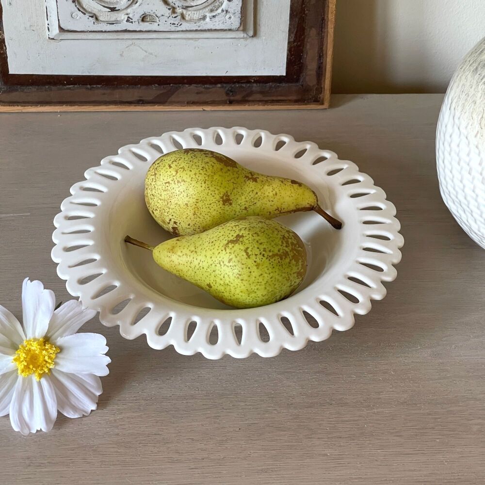 Porcelain Decorative Bowl Filigree Design for Fruit or Serving - 23 cm