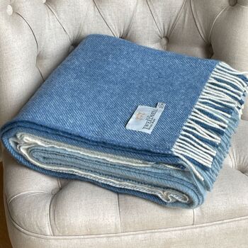 Tweedmill Paddock Check Pure New Wool Throw/Blanket in Blue Jay - Extra Large