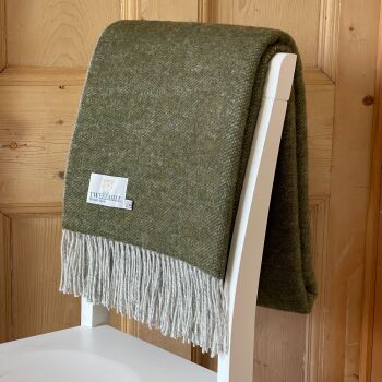 Tweedmill Dartmoor Pure New Wool Throw Blanket Olive Green