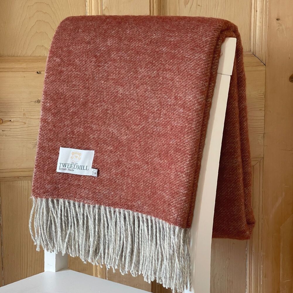 Tweedmill Dartmoor Pure New Wool Throw Blanket Ketchup Brown