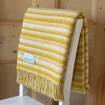 Tweedmill Aber Stripe Pure New Wool Throw Blanket - Yellow