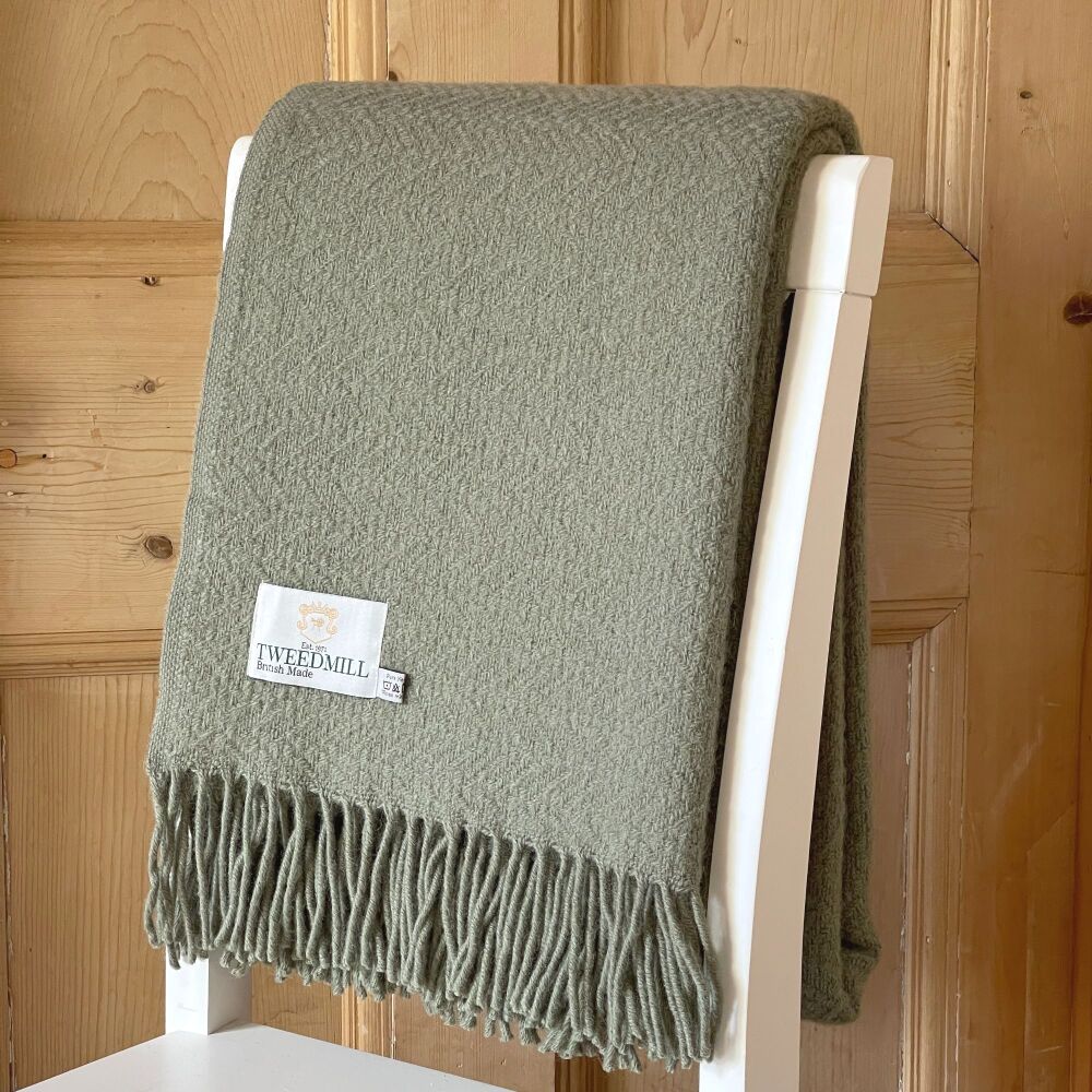 Tweedmill Moorland Pure New Wool Throw Blanket - Sage Green