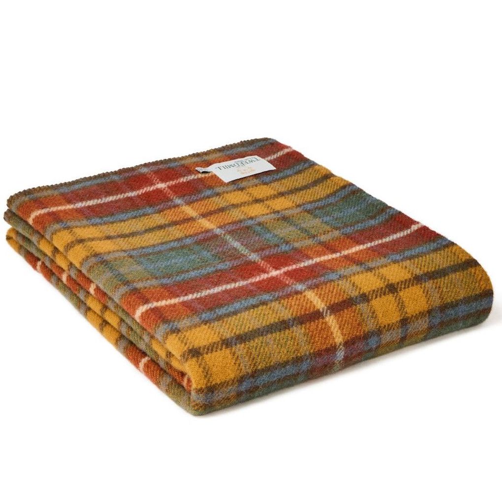 Tweedmill Blanket Stitch Antique Buchanan Pure New Wool Throw Blanket - Lar
