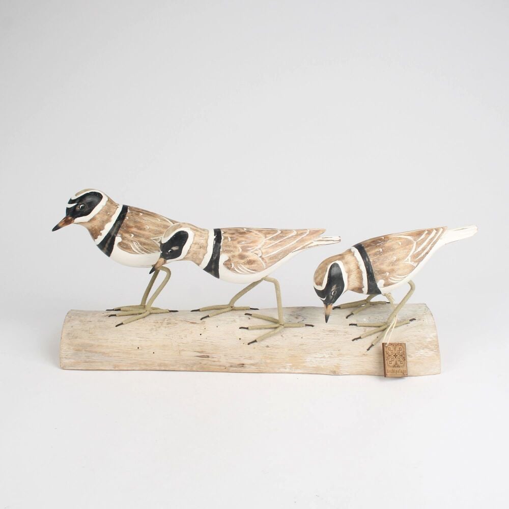 Archipelago 'Plover Block' Three Plover Birds Wood Carving