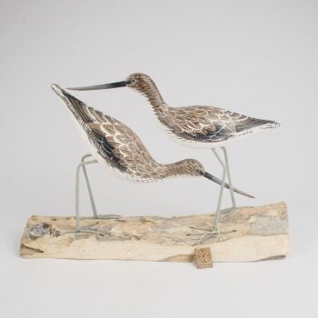 Archipelago 'Greenshank Block' Two Greenshank Birds Wood Carving