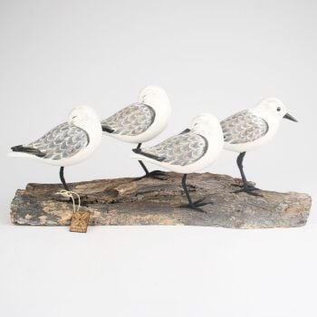 Archipelago 'Sanderling Block' Four Sanderling Birds Wood Carving