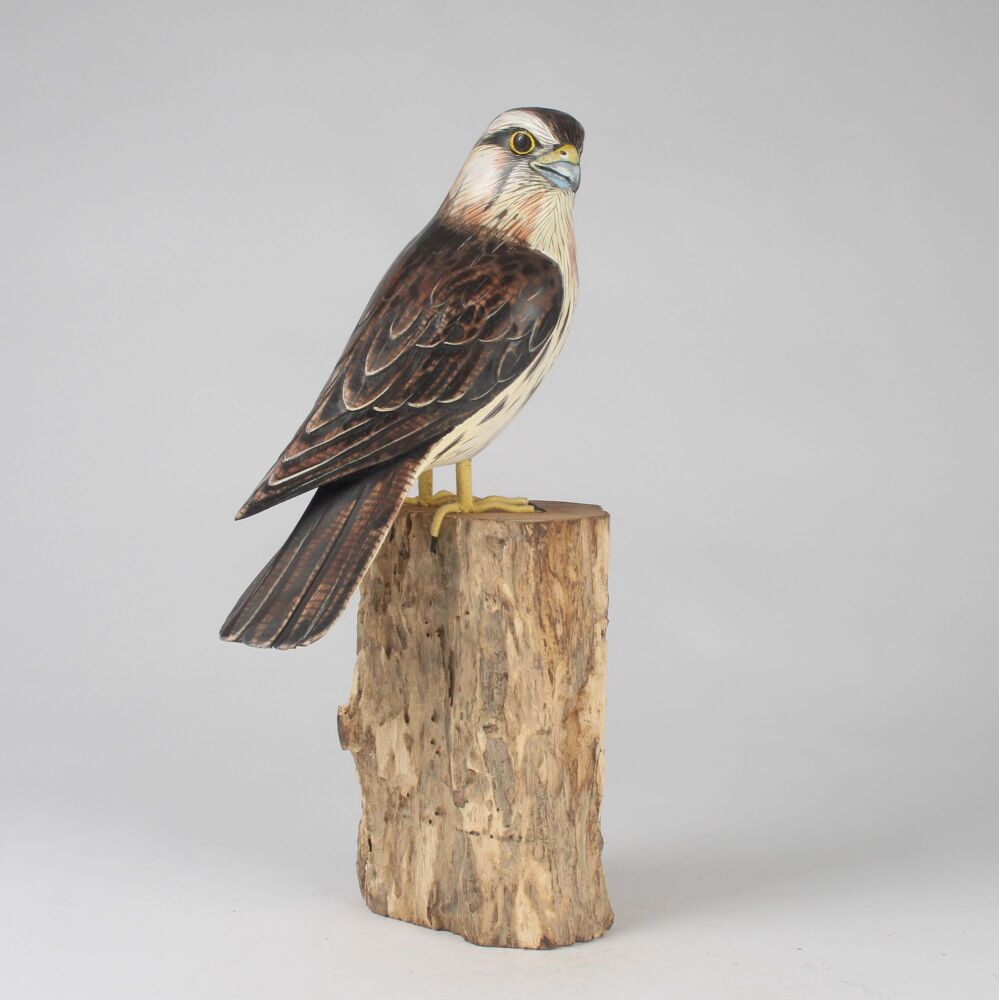 Archipelago Kestrel on Post Bird Wood Carving