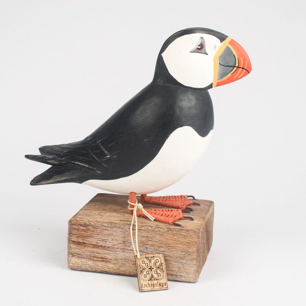 Archipelago Puffin Straight Large Bird Wood Carving