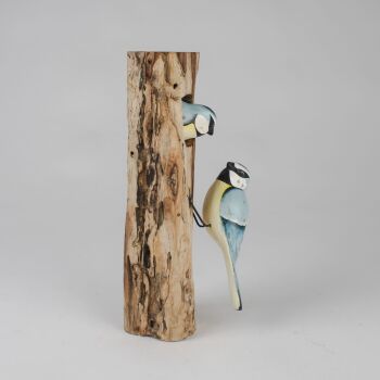 Archipelago Blue Tit Bird Family Wood Carving