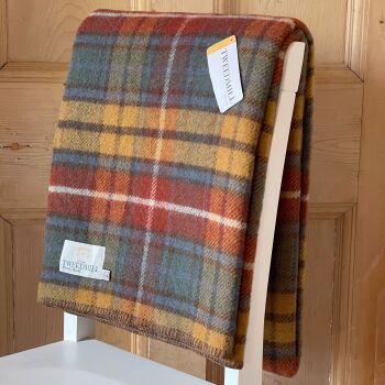 Tweedmill Blanket Stitch Antique Buchanan Pure New Wool Throw Blanket - Large