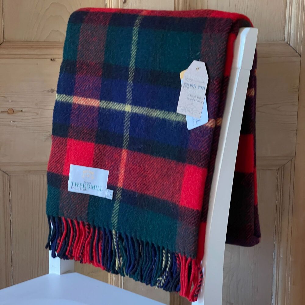 Tweedmill Tartan Kilgour Red Knee Rug or Small Blanket Pure New Wool
