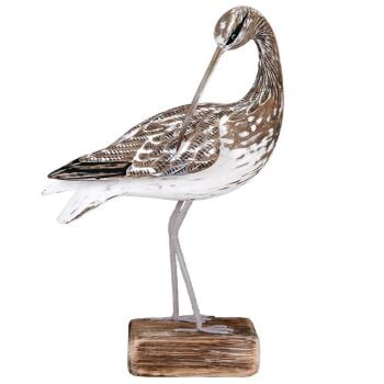 Archipelago Curlew Preening Bird Wood Carving