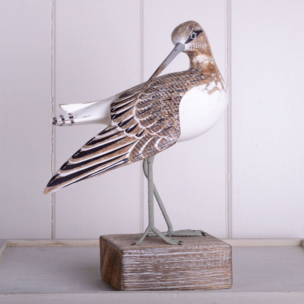 Archipelago Sandpiper Preening Bird Wood Carving