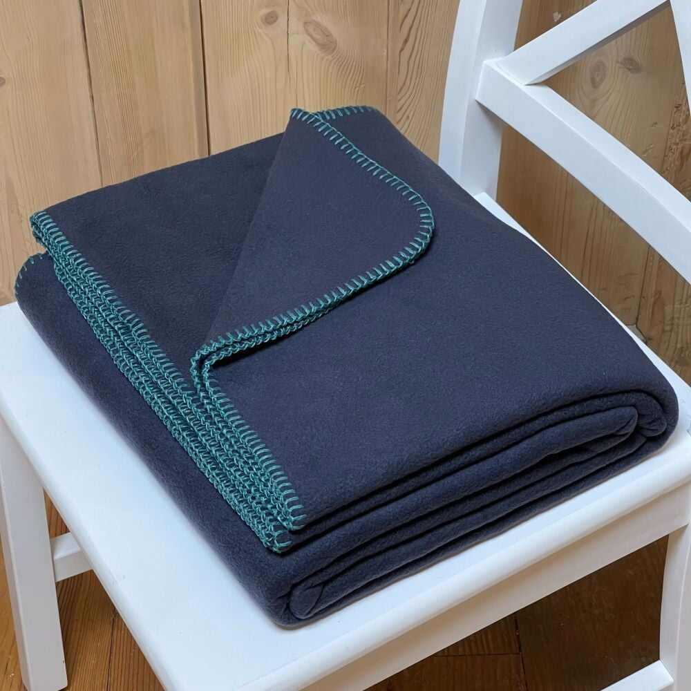 Luxurious Fleece Throw or Blanket Large - Navy Blue