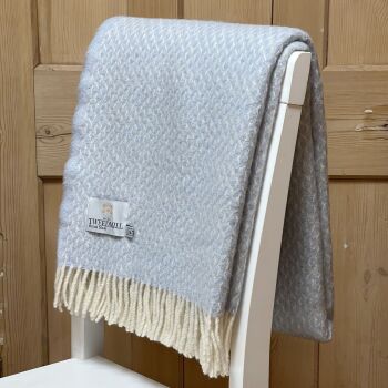 Tweedmill Diamond Powder Blue Pure New Wool Throw / Blanket