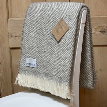 Tweedmill Recycled Herringbone Heavyweight LARGE Throw / Blanket  - Grey