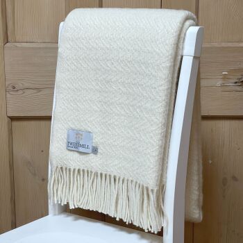 Tweedmill Moorland Pure New Wool Throw Blanket - Cream