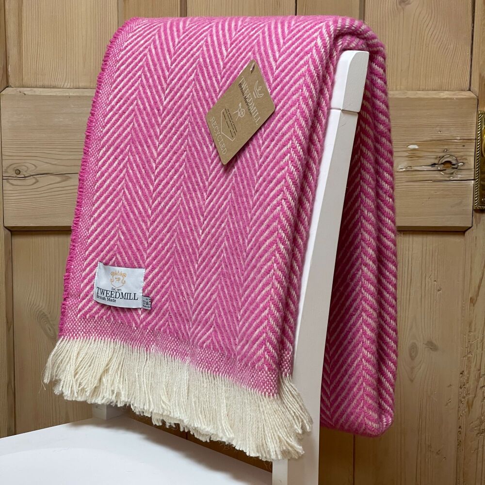 Tweedmill Recycled Herringbone Heavyweight LARGE Throw / Blanket  - Punchy 