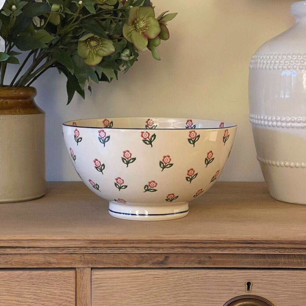 Handmade Pottery Fruit Bowl / Serving Bowl in Botanical Cream - 27 cm