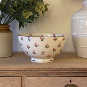Handmade Pottery Fruit Bowl / Serving Bowl in Botanical Cream - 27 cm