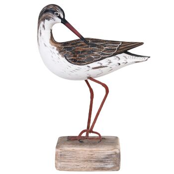Archipelago Redshank Preening Bird Wood Carving